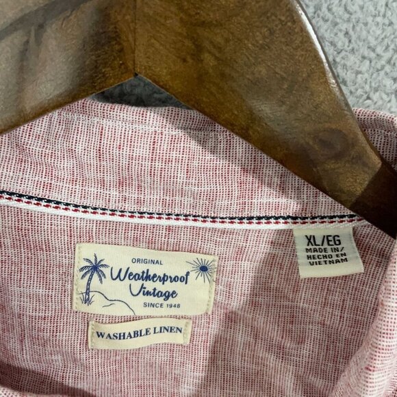 NWOT Weatherproof Vintage Mens XL Linen Blend Short Sleeve Button-Down Shirt - Picture 5 of 6
